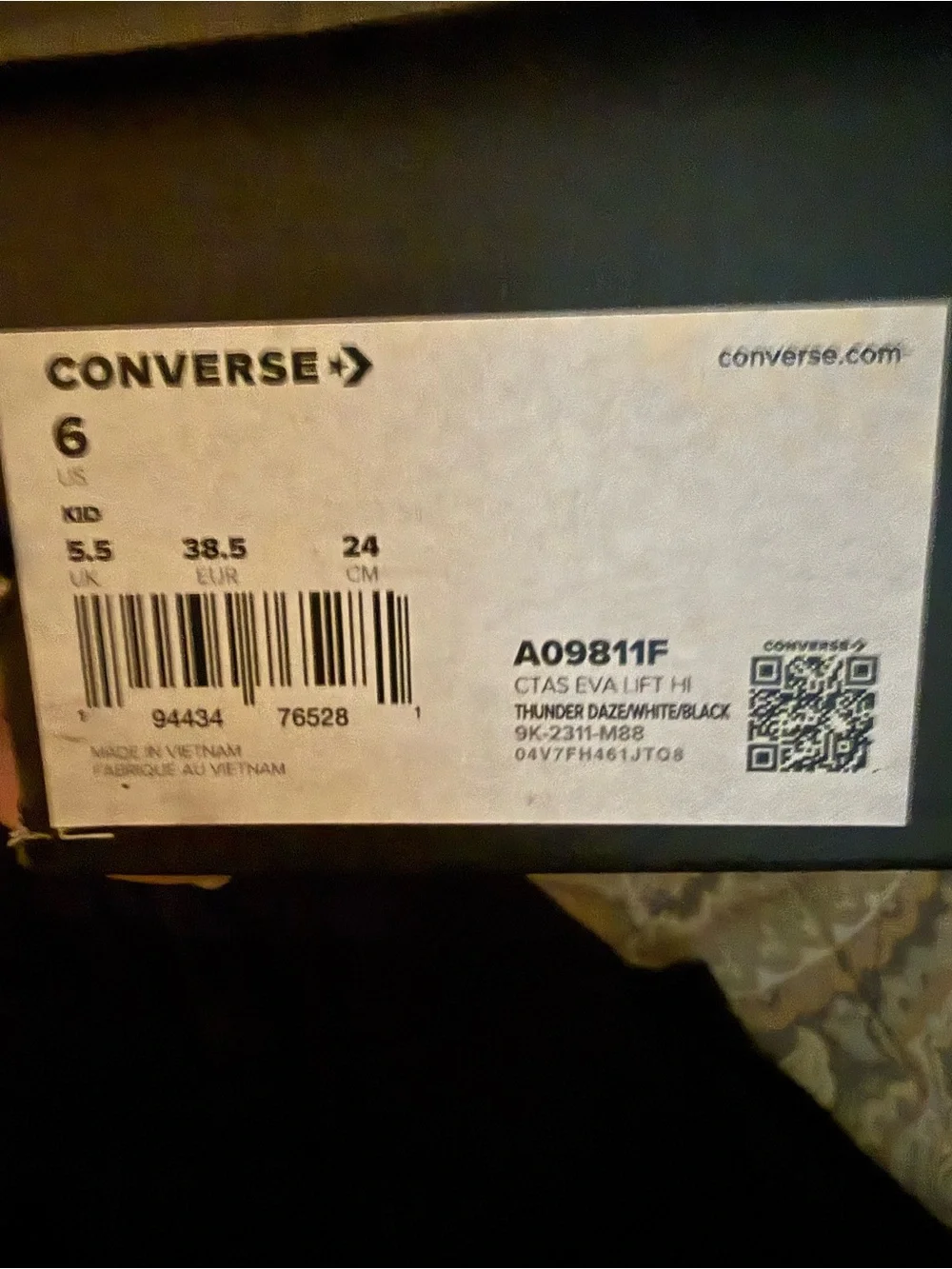 Converse High-Top Canvas Sneakers in Thunder Daze size  kid 5.5